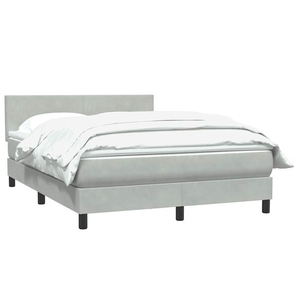 vidaXL Boxspringbett mit Matratze Hellgrau 140x220 cm Samt