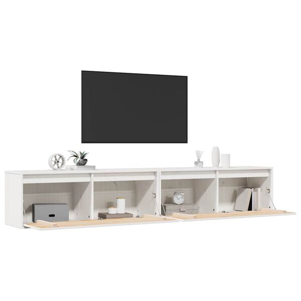 vidaXL Wandschr&auml;nke 2 Stk. Wei&szlig; 100x30x35 cm Massivholz Kiefer