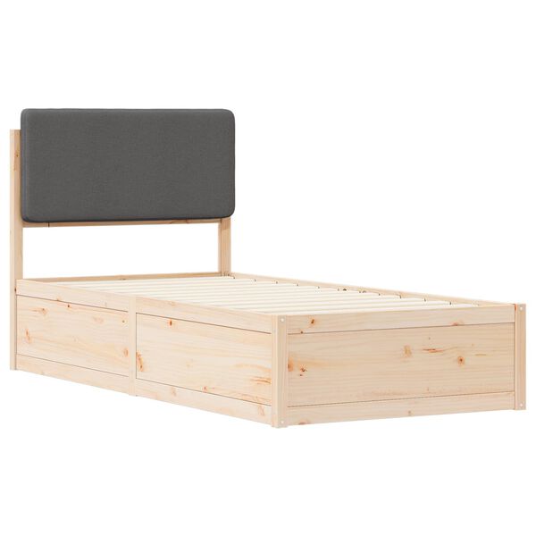 vidaXL Bettgestell mit gepolstertem Kopfteil Dunkelgrau 90 x 200 cm