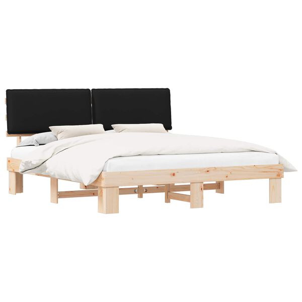 vidaXL Bettgestell mit gepolstertem Kopfteil Schwarz 200 x 200 cm