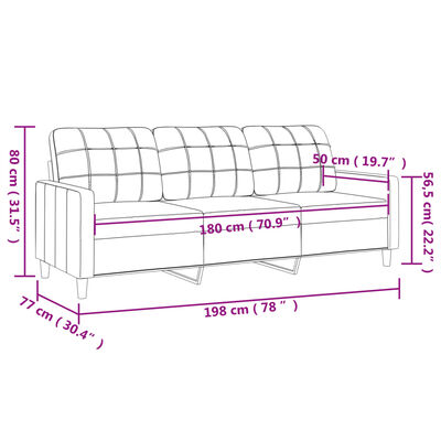 vidaXL 3-Sitzer-Sofa Braun 180 cm Stoff