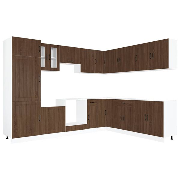 vidaXL 14tlg. K&uuml;chenschrank-Set Lucca Braun Eichen-Optik Holzwerkstoff
