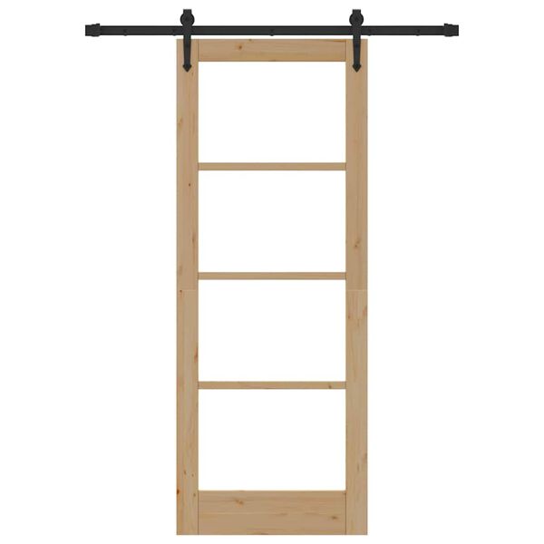 vidaXL Schiebet&uuml;r ORKDAL Natur 78 x 202 cm Massivholz Kiefer und Glas