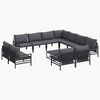 vidaXL Gartensofa-set mit Kissen 12 pcs Schwarz Stahl