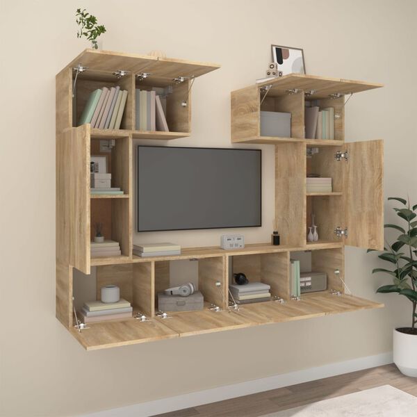 vidaXL 6-tlg. TV-Schrank-Set Sonoma-Eiche Holzwerkstoff