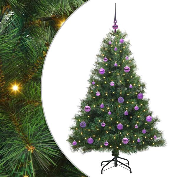 vidaXL K&uuml;nstlicher Weihnachtsbaum mit 150 LEDs Gr&uuml;n 150 cm PE und PVC