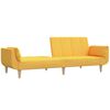 vidaXL Schlafsofa 2-Sitzer mit Hocker & Zwei Kissen Gelb Stoff