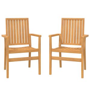 vidaXL Stapelbare Gartenst&uuml;hle 2 Stk. 56,5x57,5x91 cm Massivholz Teak