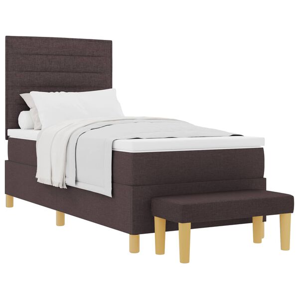 vidaXL Boxspringbett mit Matratze Dunkelbraun 90 x 200 cm Stoff
