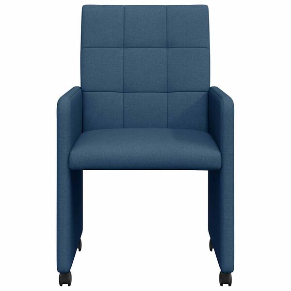 vidaXL Esszimmerst&uuml;hle mit Rollen 2 pcs Blau 58 x 65 x 94 cm Stoff