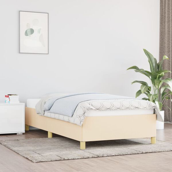 vidaXL Bettgestell ohne Matratze Creme 90x200 cm Stoff