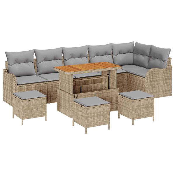 vidaXL Garten-Sofa-Set 10 pcs Beige Poly-Rattan