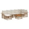 vidaXL Outdoor-Sofagarnitur 8 pcs Nat&uuml;rlich und Cremwei&szlig; Polyester