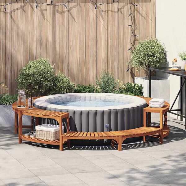 vidaXL Whirlpool-Umrandung Braun &Oslash;275 x 55,5 cm Massivholz Akazie