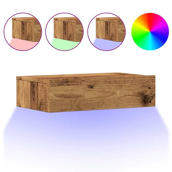 vidaXL TV-Schrank mit LED-Leuchten Altholz-Optik 60x35x15,5 cm