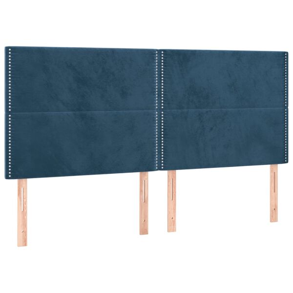 vidaXL LED Kopfteil Dunkelblau 160x5x118/128 cm Samt