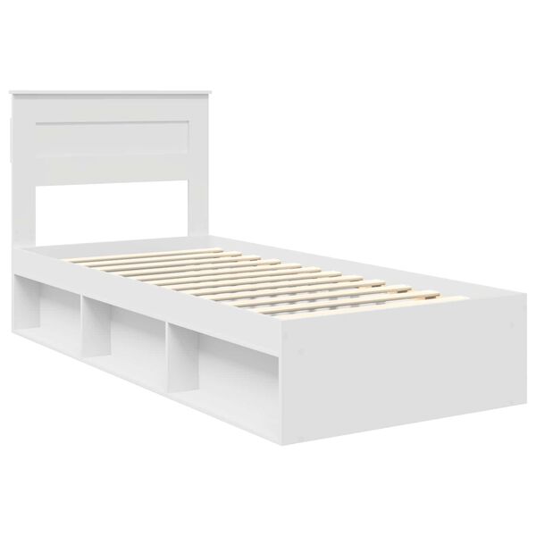 vidaXL Bettrahmen mit Kopfteil Wei&szlig; 100 x 200 cm Massives Kiefernholz