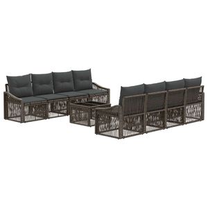 vidaXL Gartensofa-set 9 stk. Grau 55 x 55 x 37 cm Poly-Rattan