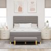 vidaXL Boxspringbett mit Matratze Taupe 140 x 200 cm Stoff