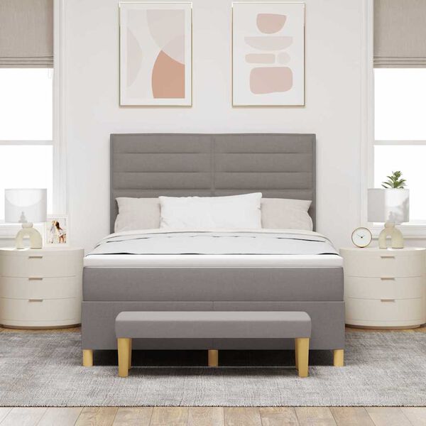 vidaXL Boxspringbett mit Matratze Taupe 140 x 200 cm Stoff