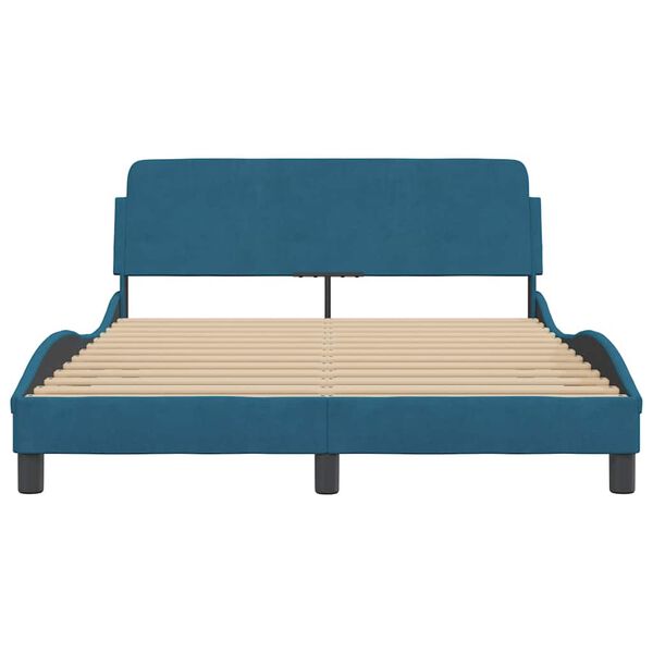 vidaXL Bettgestell mit Kopfteil "Dover" Blau 140x190 cm Samt