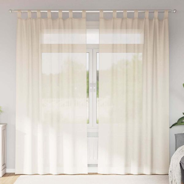 vidaXL Voile Vorh&auml;nge mit Lasche 2 Stk. Creme