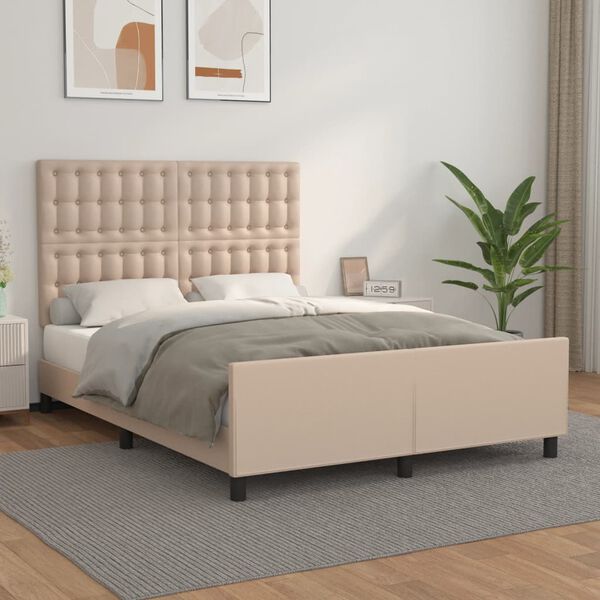 vidaXL Bettgestell mit Kopfteil Cappuccino-Braun 140x200 cm Kunstleder