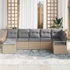 vidaXL Sofa Set mit Kissen 7 pcs Beige und Hellgrau Poly-Rattan