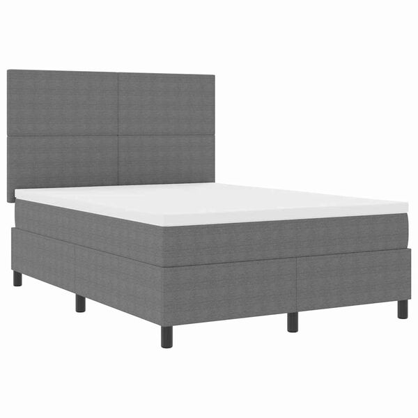 vidaXL Boxspringbett Hellgrau und Wei&szlig; 203 x 144 x 128 cm Cordstoff