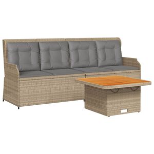 vidaXL 3-tlg. Garten-Lounge-Set mit Kissen Beige Poly Rattan