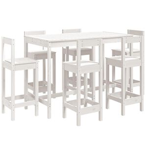 vidaXL 7-tlg. Gartenbar-Set Wei&szlig; Massivholz Kiefer