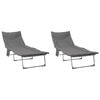 vidaXL Klappbare Sonnenliege mit Kissen 2 pcs Anthrazit