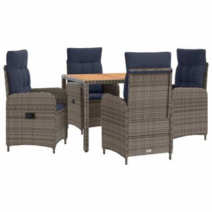 vidaXL Outdoortisch-Set 5 stk. Grey and Navy Blue 90 x 90 x 75 cm