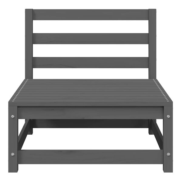 vidaXL Garten-Mittelsofas mit Kissen 2 Stk. Grau Massivholz Kiefer
