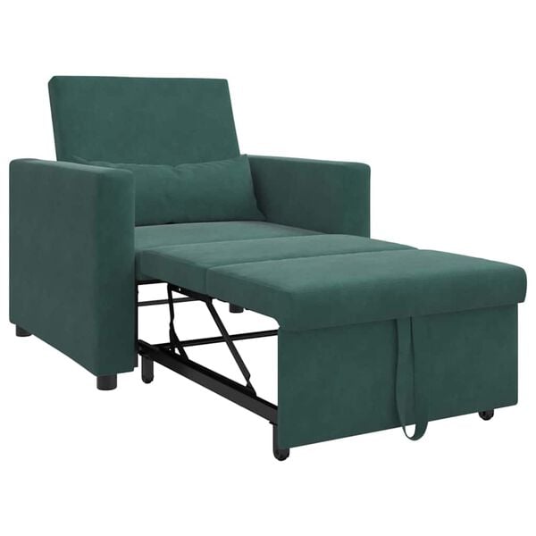 vidaXL Einzel-Schlafsofa mit Rädern Dunkelgrün 90 x 165 x 87 cm Samt
