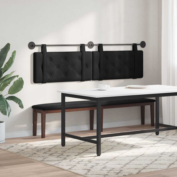 vidaXL H&auml;ngevorderseite Wandmontiert Schwarz 170 x 55 x 5 cm Samt