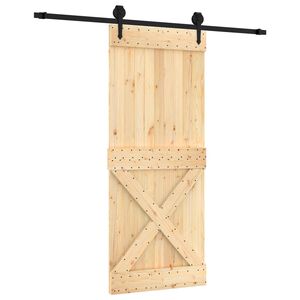 vidaXL Schiebet&uuml;r Nat&uuml;rlich und Schwarz 85 x 210 cm Massivkiefer