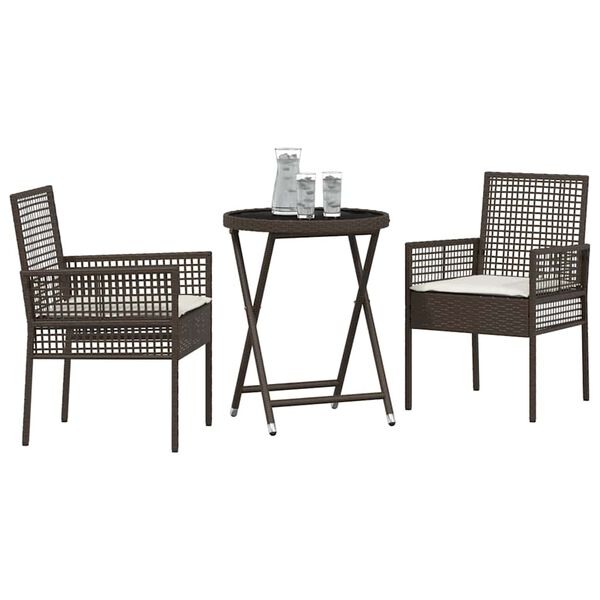 vidaXL Garten Bistro Set 3 pcs Braun Poly-Rattan