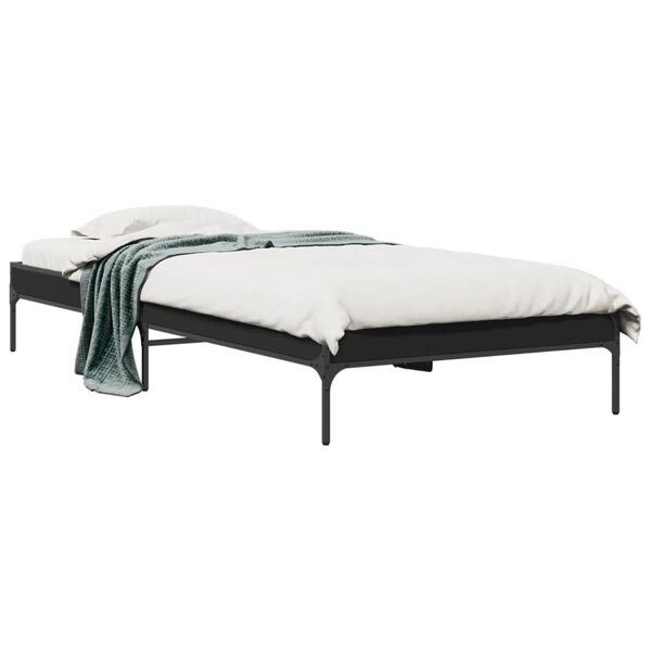 vidaXL Bettgestell Schwarz 75x190 cm Holzwerkstoff und Metall