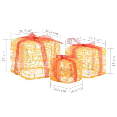 vidaXL LED-Geschenkboxen 3 Stk. Weihnachtsdekoration Warmweiß