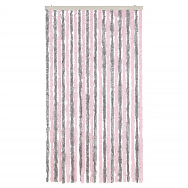 vidaXL Fliegenvorhang Silbergrau und Rosa 100x220 cm Chenille
