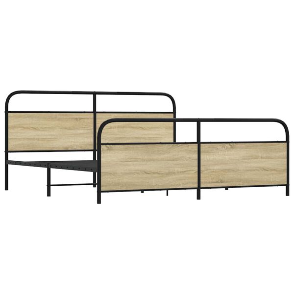 vidaXL Metallbett ohne Matratze Sonoma-Eiche 183x213 cm