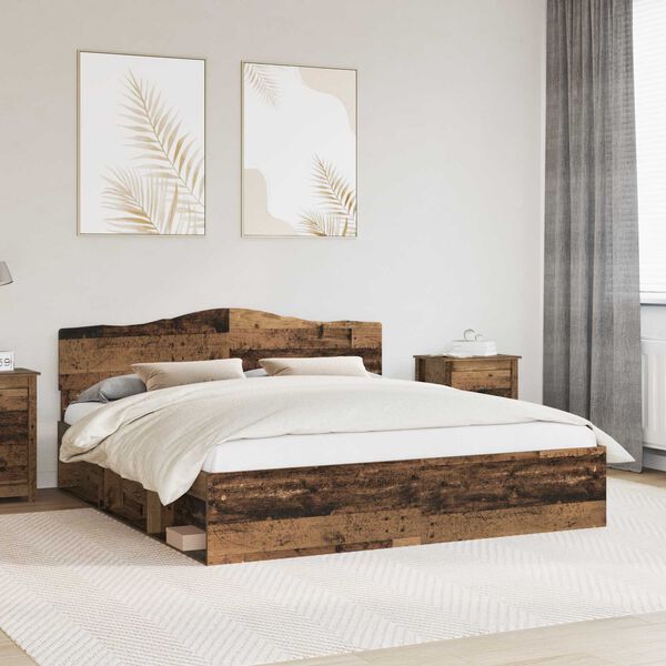 vidaXL Bettrahmen Altholz 200 x 200 cm Massives Kiefernholz