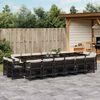vidaXL 17-tlg. Garten-Essgruppe mit Kissen Schwarz Poly Rattan