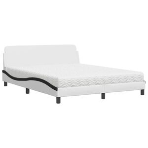 vidaXL Bett mit Matratze "Dover" Wei&szlig; und Schwarz 160x200 cm Kunstleder