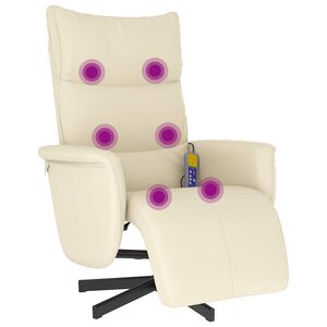 vidaXL Massagesessel mit Fu&szlig;teil Creme Kunstleder