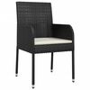 vidaXL 7-tlg. Garten-Essgruppe mit Kissen Schwarz Poly Rattan
