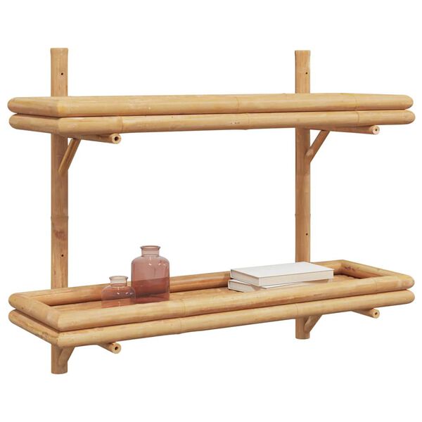vidaXL Wandregal mit Regal Wandmontiert Braun 39 x 26 x 60 cm Bambus