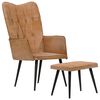 vidaXL Ohrensessel mit Hocker Braun Canvas