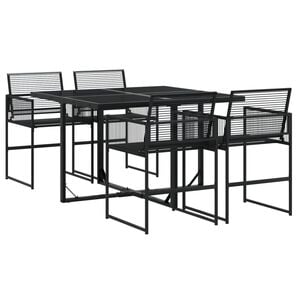 vidaXL 5-tlg. Garten-Essgruppe Schwarz Poly Rattan